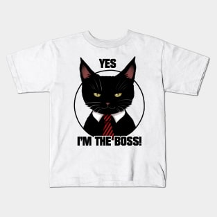 Black Cat I'm The Boss Kids T-Shirt